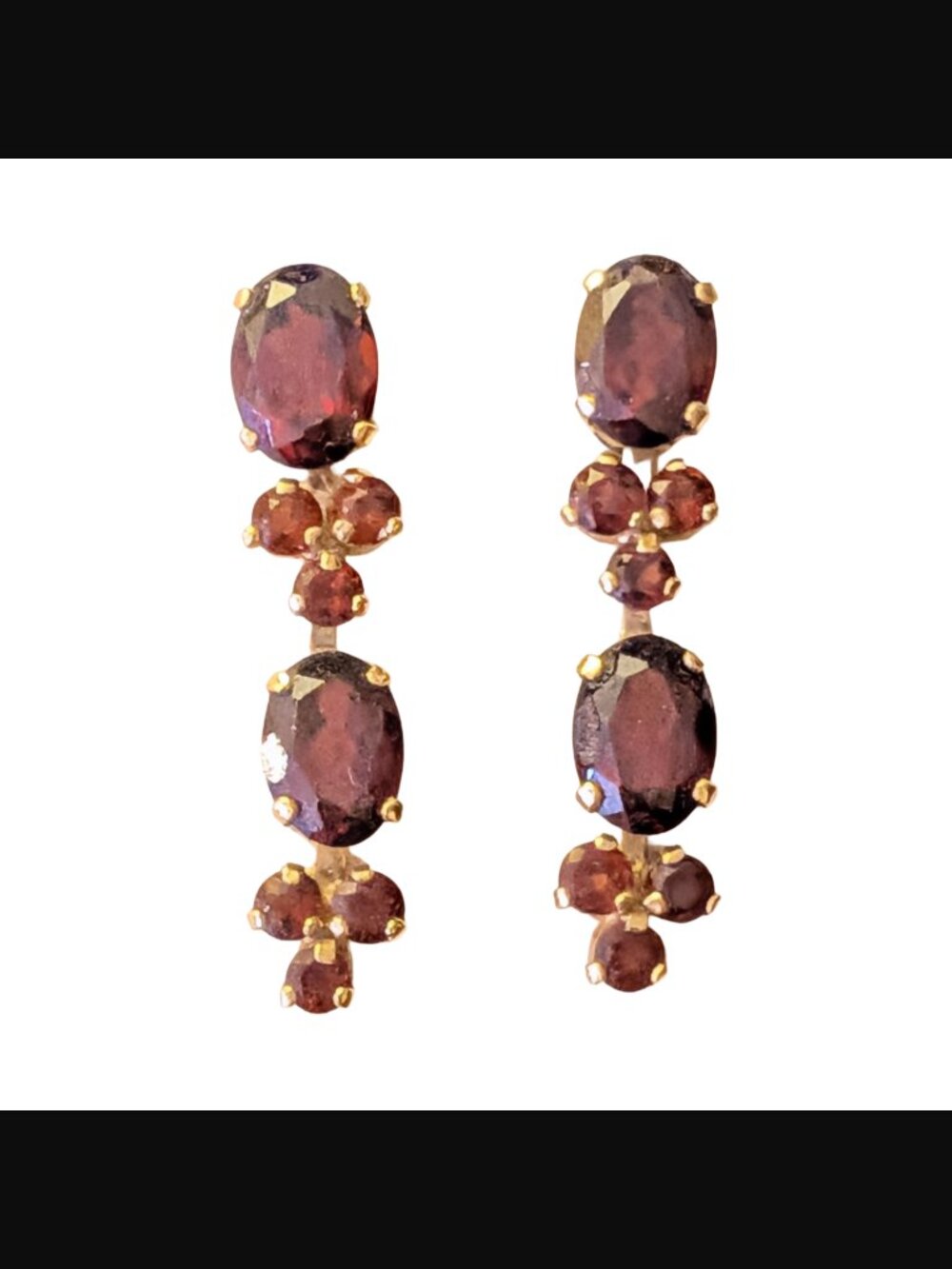 Imperial Gold Company 14K Solid Gold Garnet Chandelier 1" Long Stud Earrings